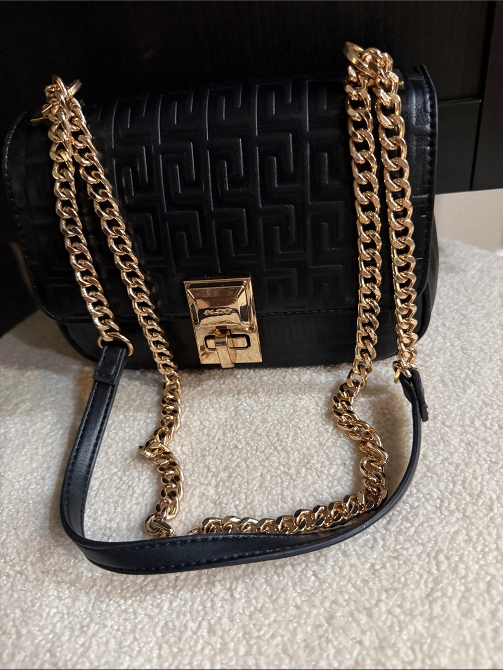 ALDO Wyleriel Embossed Quilted Crossbody Bag with Gold Chain